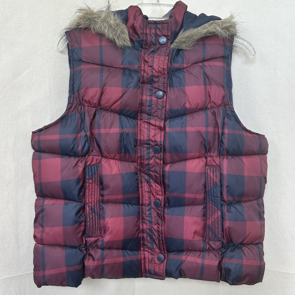 Y2K Arizona Jean Co Womens Cozy Rustic Cabin Puffer Vest Multi Plaid Faux Fur XL
